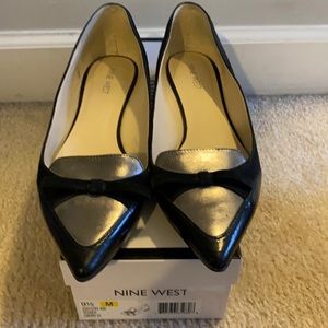 Nine West black and silver flats